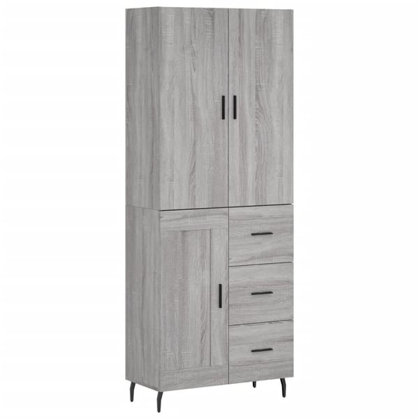 vidaXL Highboard grå sonoma 69,5x34x180 cm konstruert tre