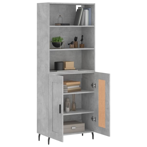 vidaXL Highboard betonggrå 69,5x34x180 cm konstruert tre