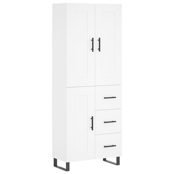 vidaXL Highboard hvit 69,5x34x180 cm konstruert tre