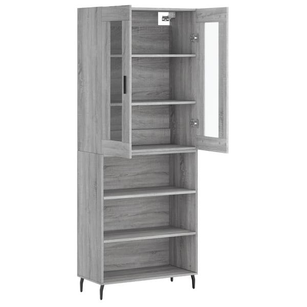 vidaXL Highboard grå sonoma 69,5x34x180 cm konstruert tre