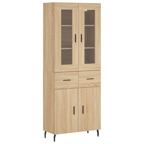 vidaXL Highboard sonoma eik 69,5x34x180 cm konstruert tre