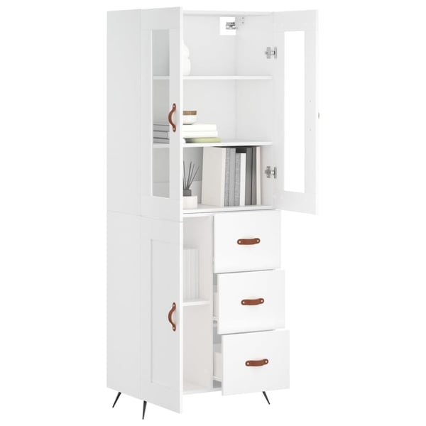 vidaXL Highboard hvit 69,5x34x180 cm konstruert tre