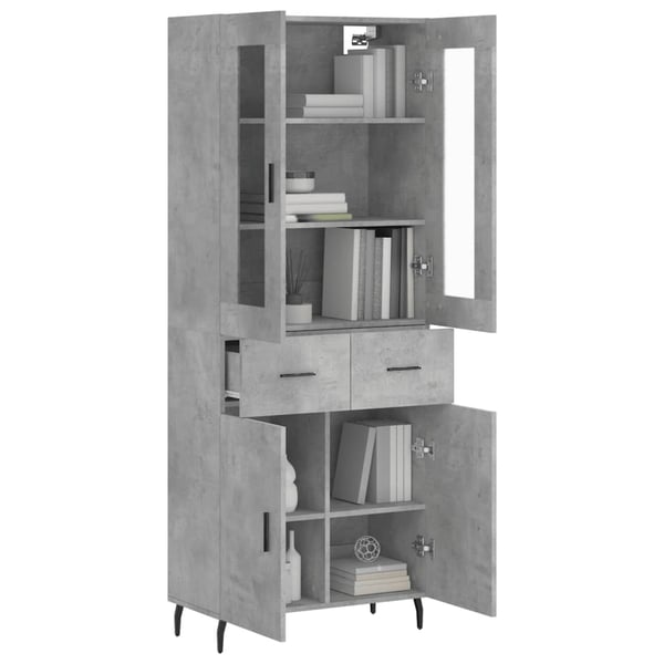 vidaXL Highboard betonggrå 69,5x34x180 cm konstruert tre
