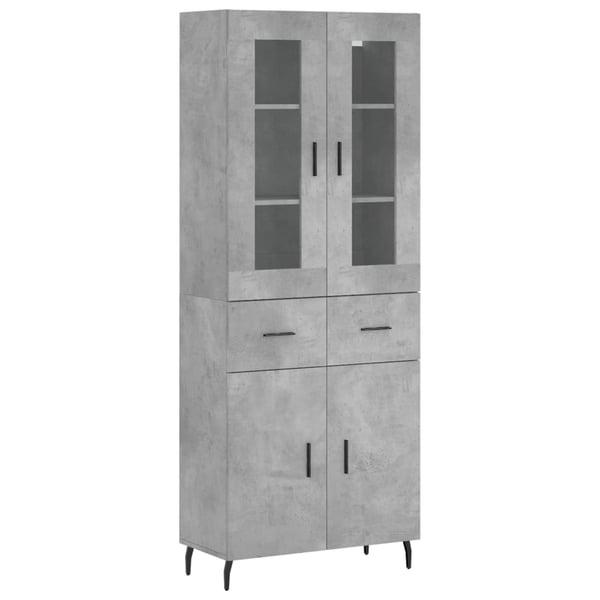 vidaXL Highboard betonggrå 69,5x34x180 cm konstruert tre