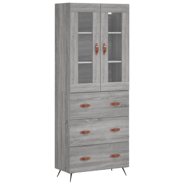 vidaXL Highboard grå sonoma 69,5x34x180 cm konstruert tre