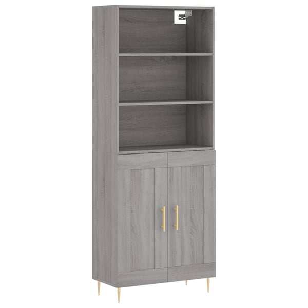 vidaXL Kaappi harmaa Sonoma 69,5x34x180 cm tekninen puu
