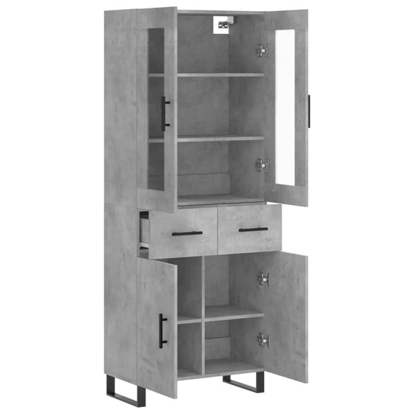 vidaXL Highboard betonggrå 69,5x34x180 cm konstruert tre