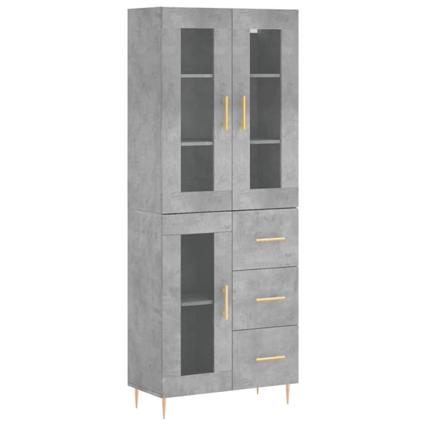 vidaXL Highboard betonggrå 69,5x34x180 cm konstruert tre