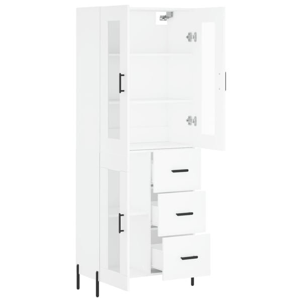 vidaXL Highboard hvit 69,5x34x180 cm konstruert tre