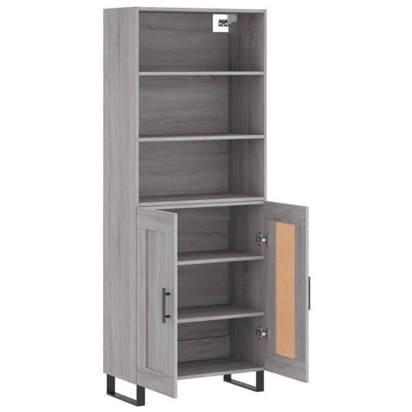vidaXL Highboard grå sonoma 69,5x34x180 cm konstruert tre