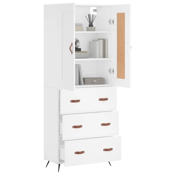 vidaXL Highboard hvit 69,5x34x180 cm konstruert tre