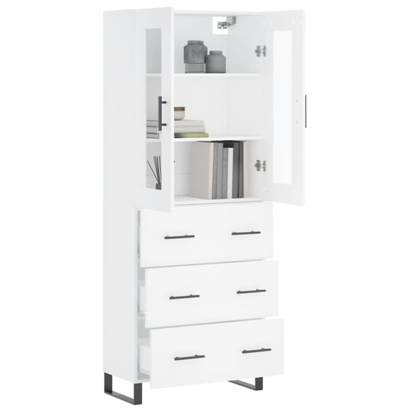 vidaXL Highboard hvit 69,5x34x180 cm konstruert tre