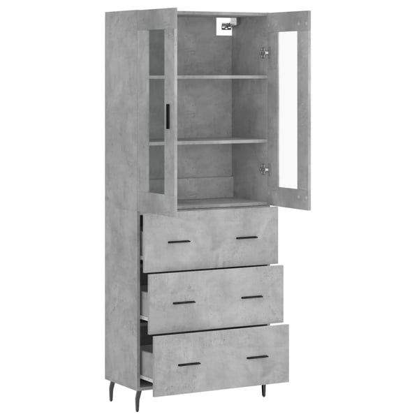 vidaXL Highboard betonggrå 69,5x34x180 cm konstruert tre