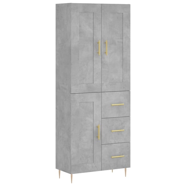 vidaXL Kaappi betoninharmaa 69,5x34x180 cm tekninen puu