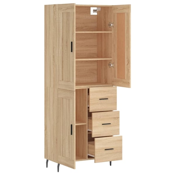 vidaXL højskab 69,5x34x180 cm konstrueret træ sonoma-eg