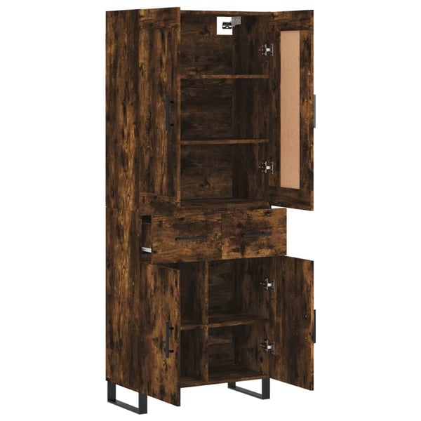 vidaXL Highboard røkt eik 69,5x34x180 cm konstruert tre