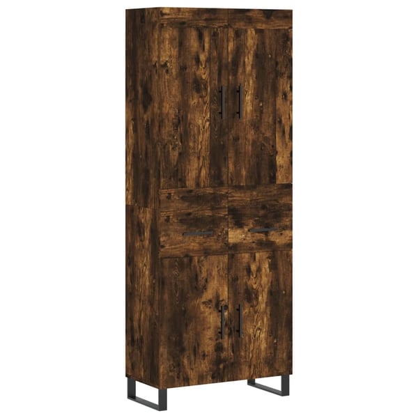 vidaXL Highboard røkt eik 69,5x34x180 cm konstruert tre