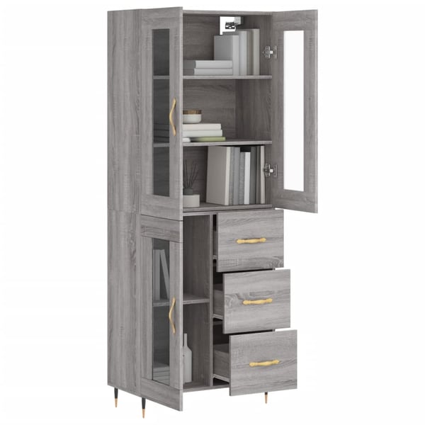 vidaXL Highboard grå sonoma 69,5x34x180 cm konstruert tre