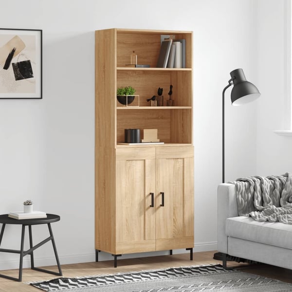 vidaXL højskab 69,5x34x180 cm konstrueret træ sonoma-eg