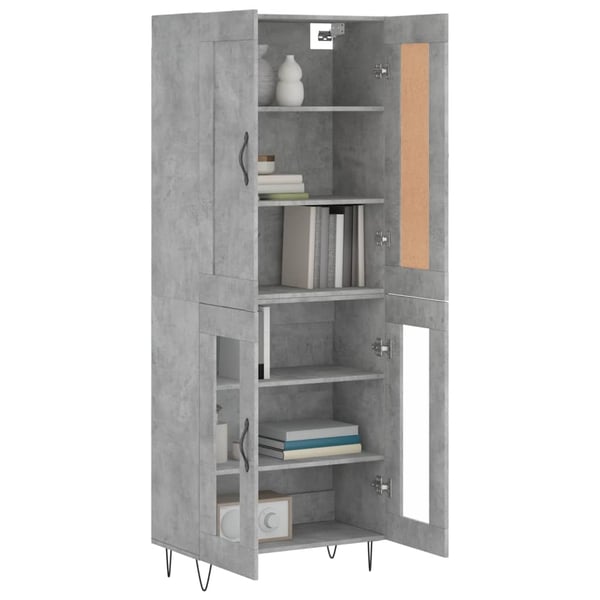 vidaXL Highboard betonggrå 69,5x34x180 cm konstruert tre
