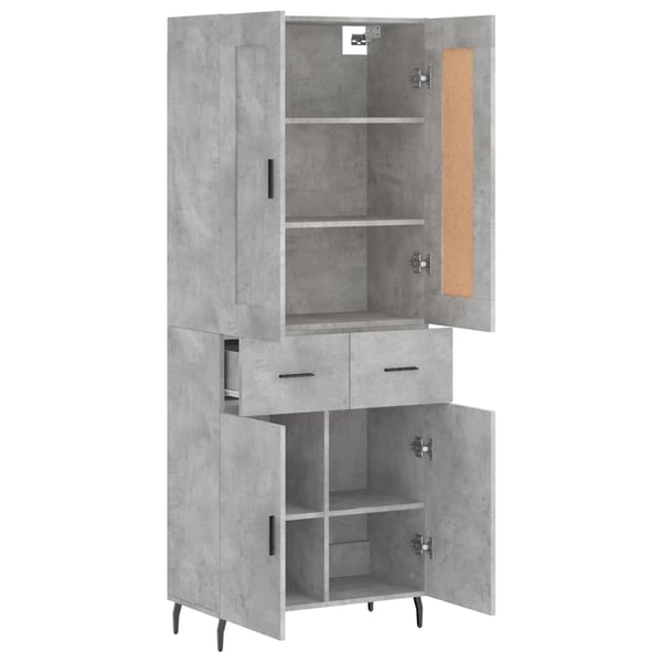 vidaXL Highboard betonggrå 69,5x34x180 cm konstruert tre