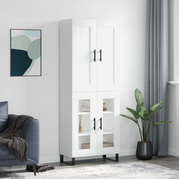 vidaXL højskab 69,5x34x180 cm konstrueret træ hvid