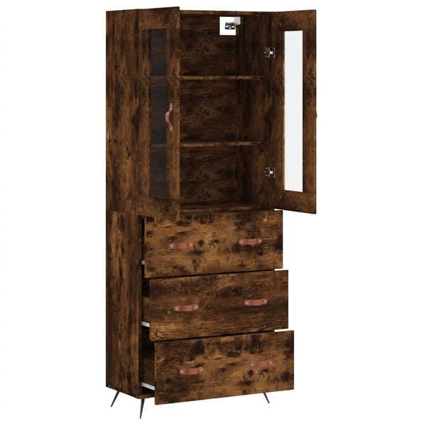 vidaXL Highboard røkt eik 69,5x34x180 cm konstruert tre