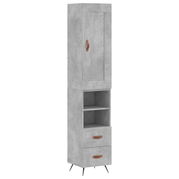 vidaXL Highboard betonggrå 34,5x34x180 cm konstruert tre