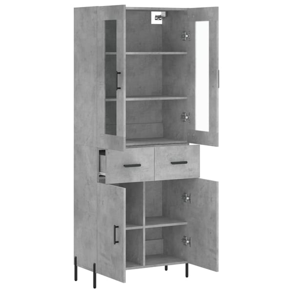 vidaXL Highboard betonggrå 69,5x34x180 cm konstruert tre