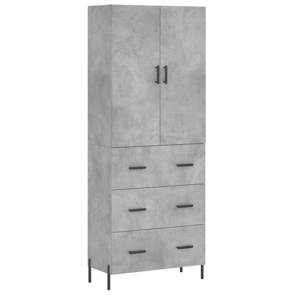 vidaXL Highboard betonggrå 69,5x34x180 cm konstruert tre