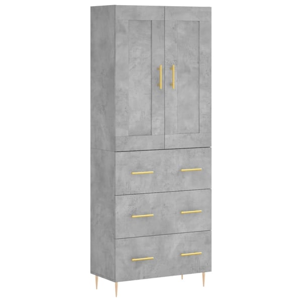 vidaXL Kaappi betoninharmaa 69,5x34x180 cm tekninen puu