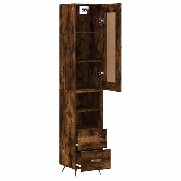 vidaXL skab 34,5x34x180 cm konstrueret træ røget egetræ