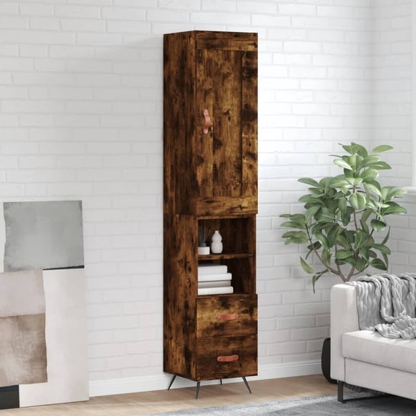 vidaXL skab 34,5x34x180 cm konstrueret træ røget egetræ