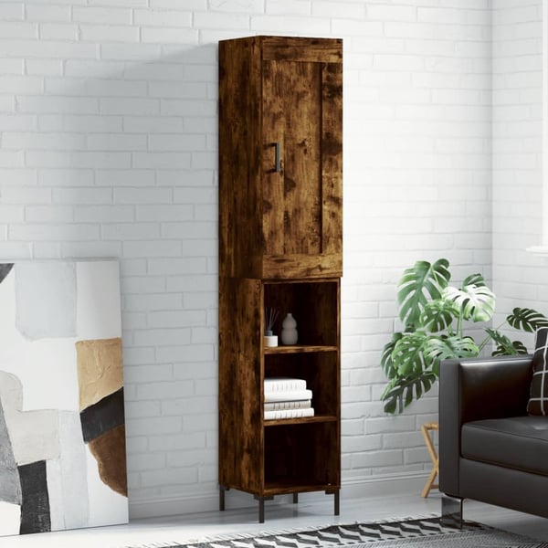 vidaXL skab 34,5x34x180 cm konstrueret træ røget egetræ