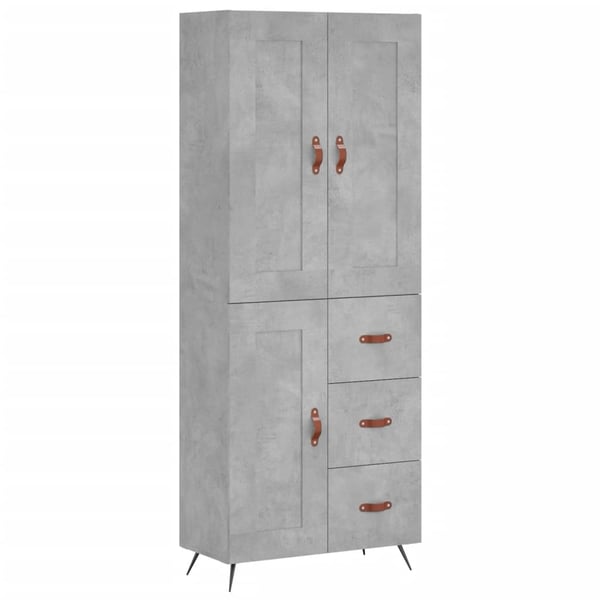 vidaXL Highboard betonggrå 69,5x34x180 cm konstruert tre