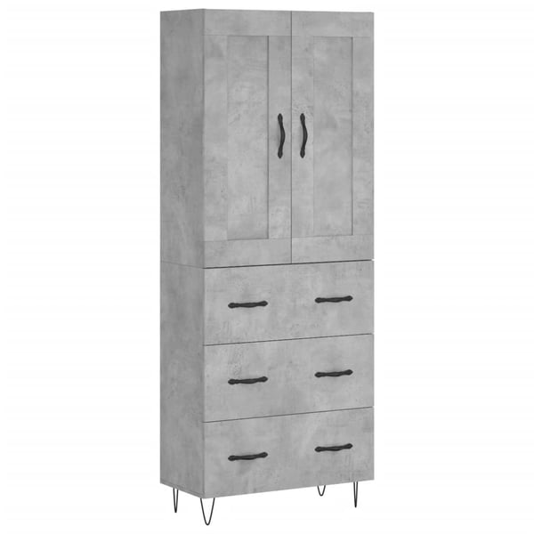 vidaXL Highboard betonggrå 69,5x34x180 cm konstruert tre