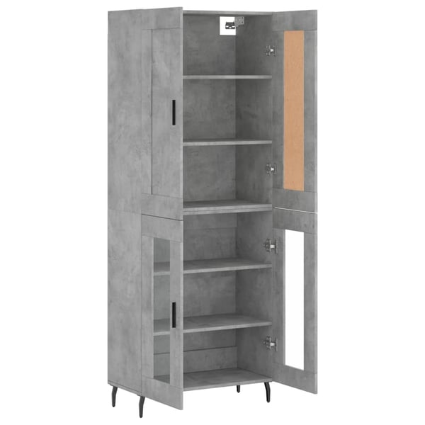 vidaXL Highboard betonggrå 69,5x34x180 cm konstruert tre