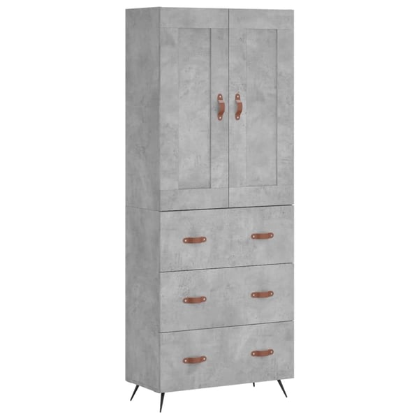 vidaXL Highboard betonggrå 69,5x34x180 cm konstruert tre