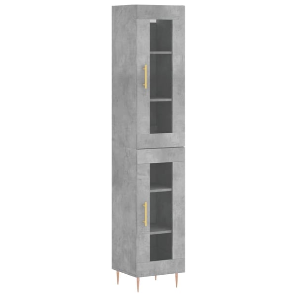 vidaXL Högskåp betonggrå 34,5x34x180 cm konstruerat trä
