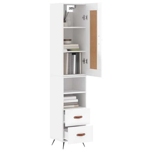 vidaXL Highboard høyglans hvit 34,5x34x180 cm konstruert tre