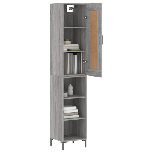 vidaXL Highboard grå sonoma 34,5x34x180 cm konstruert tre