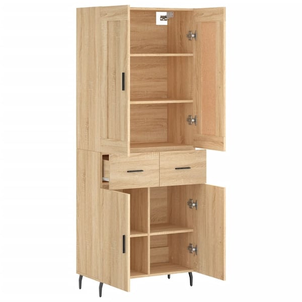 vidaXL højskab 69,5x34x180 cm konstrueret træ sonoma-eg