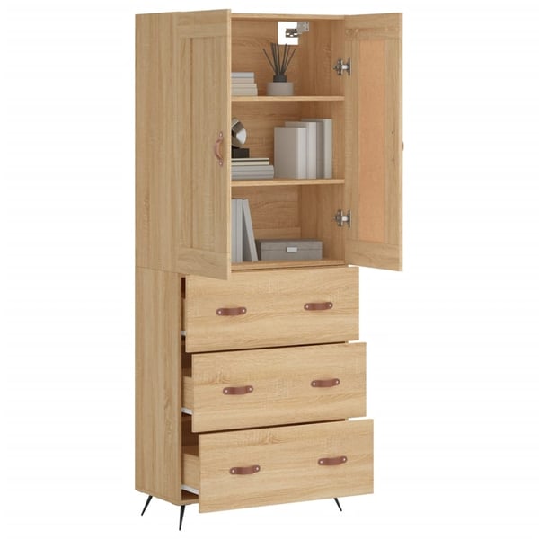 vidaXL højskab 69,5x34x180 cm konstrueret træ sonoma-eg