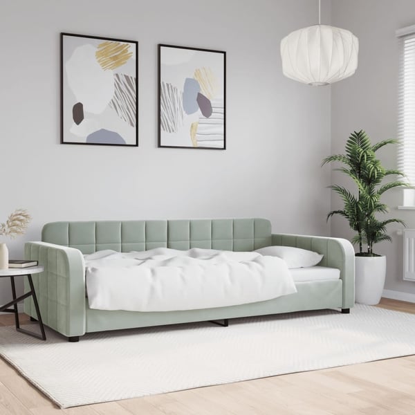 vidaXL daybed 90x200 cm velour lysegrå