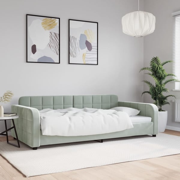 vidaXL daybed 100x200 cm velour lysegrå