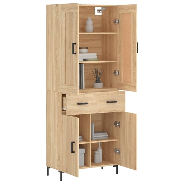 vidaXL Highboard sonoma eik 69,5x34x180 cm konstruert tre