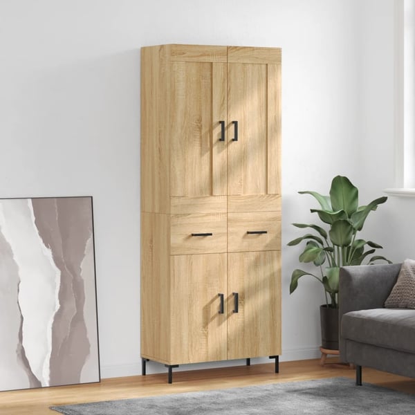 vidaXL Highboard sonoma eik 69,5x34x180 cm konstruert tre