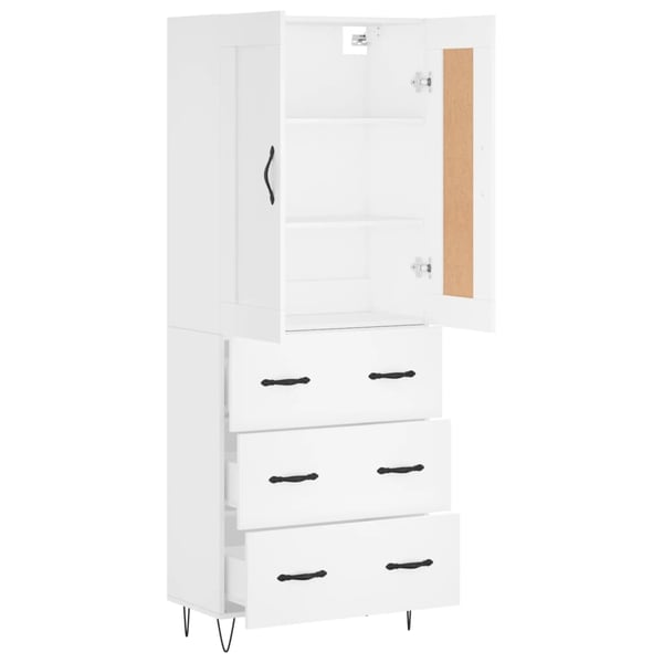 vidaXL Highboard hvit 69,5x34x180 cm konstruert tre