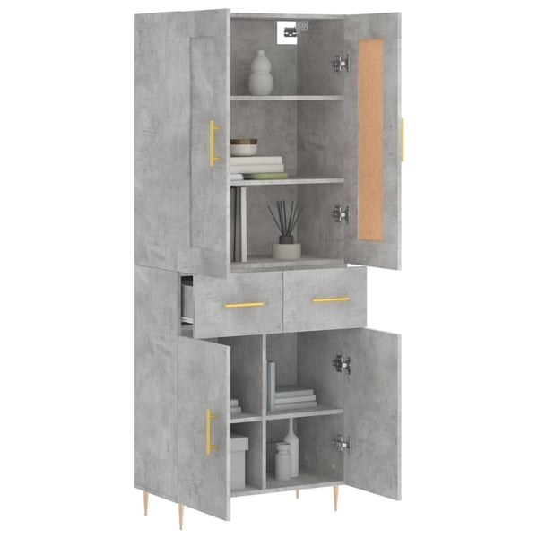 vidaXL Kaappi betoninharmaa 69,5x34x180 cm tekninen puu