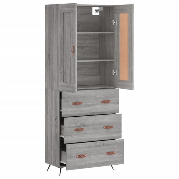 vidaXL Highboard grå sonoma 69,5x34x180 cm konstruert tre